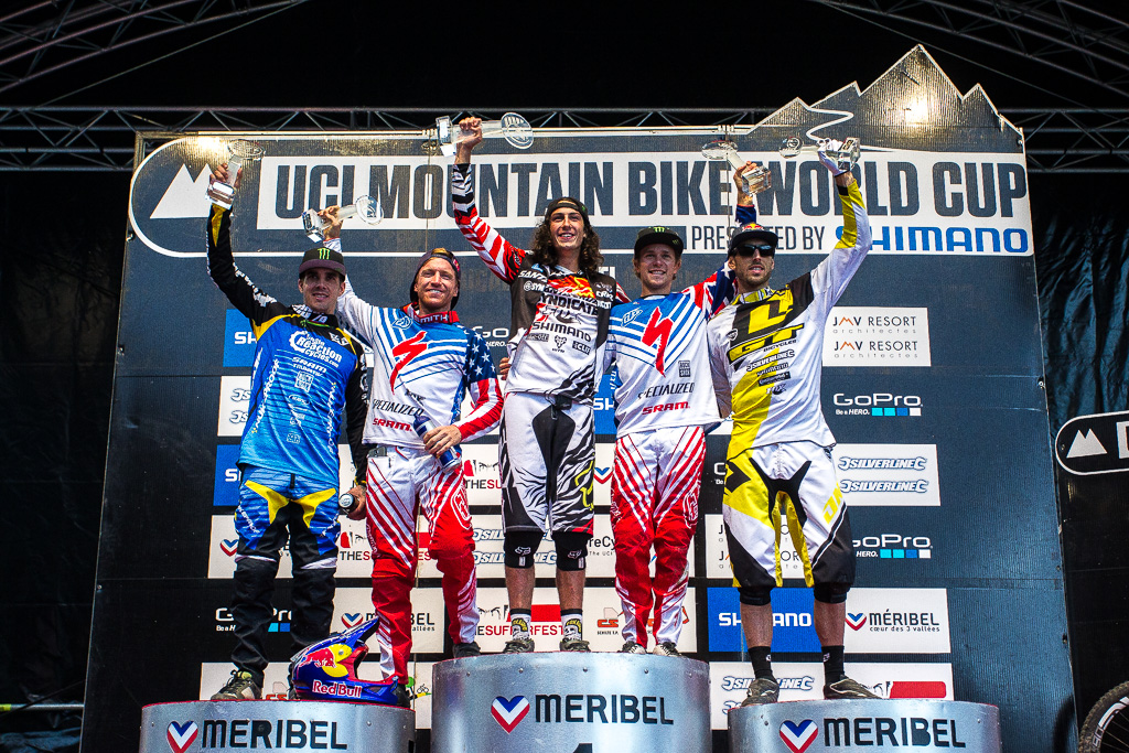 UCI Mountain Bike World Cup Overall Series Winners: Monster Energy's Josh Bryceland 1st, Troy Brosnan 3rd and Sam Hill 4th