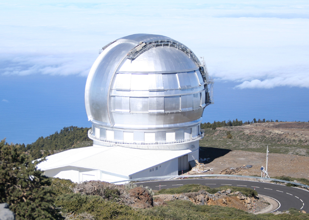 Gran Telescopio Canarias, a high-performance 10.4 meter telescope with a segmented primary mirror - LO/MIT coated. Located on La Palma, Canary Islands, SPAIN.