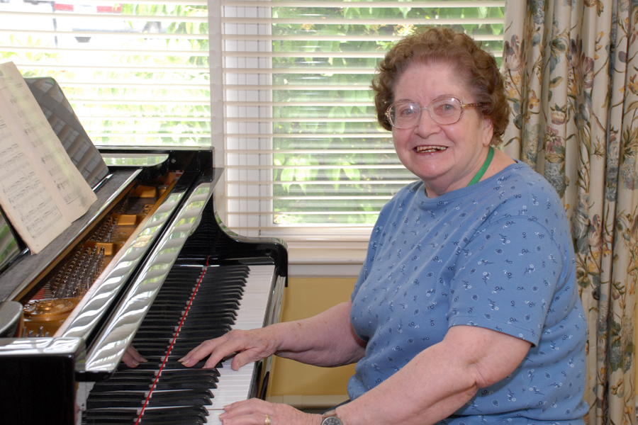 Allerton House at Weymouth resident Trudy Martell, former director of the popular musical group, Belles and Beaux, says she enjoys music and life at assisted living community in Weymouth, MA.