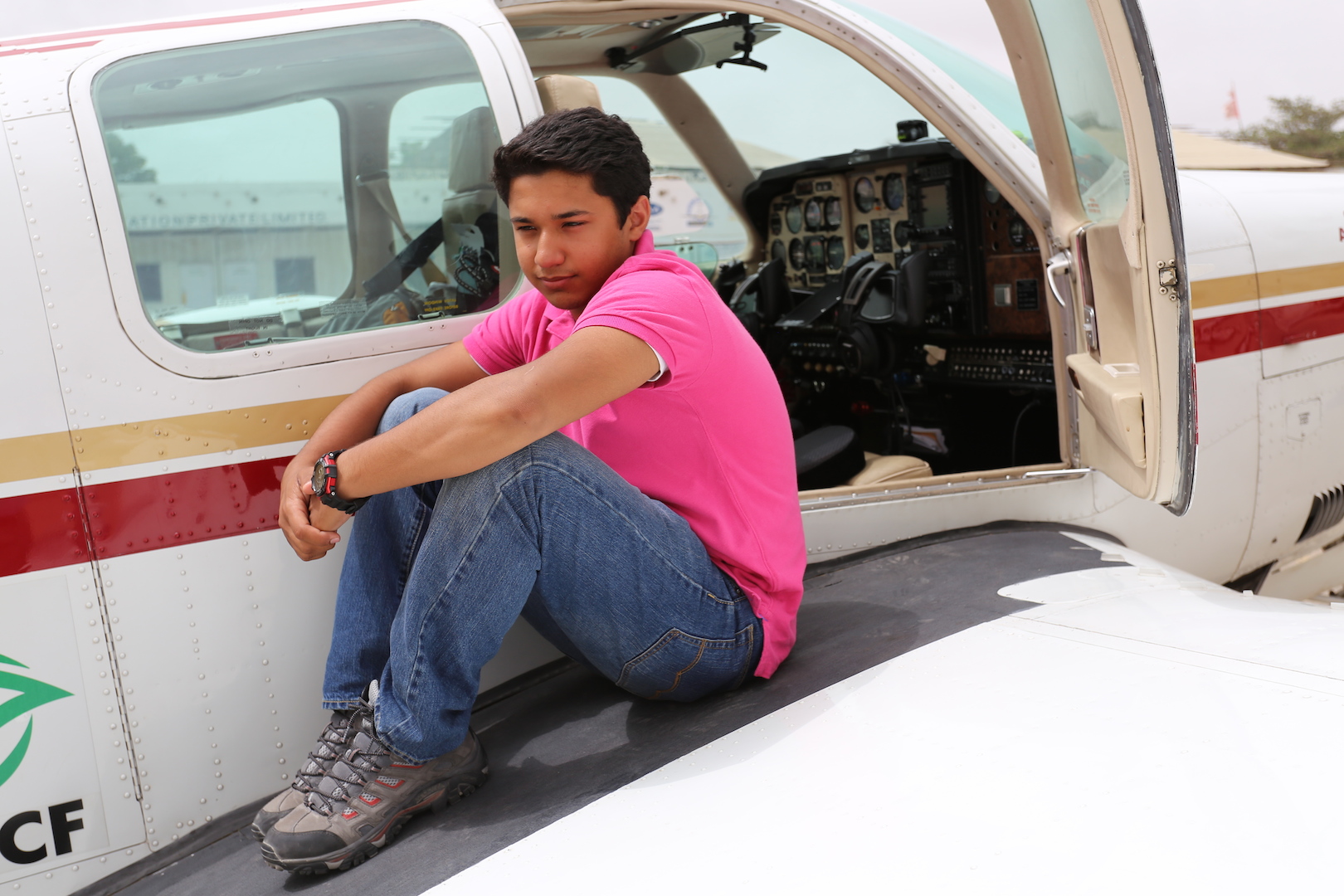 Haris takes a rest during his flight around the world