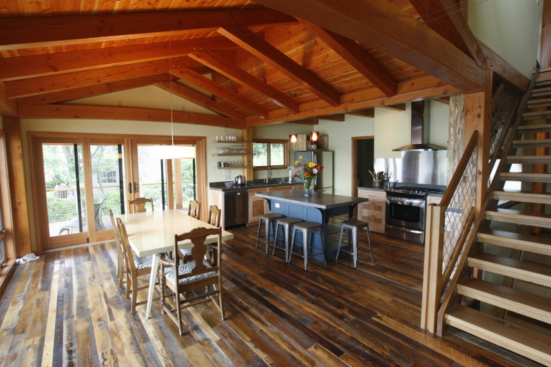 A full timber frame home, business, or timber frame addition can add even more character with reclaimed and antique timbers.