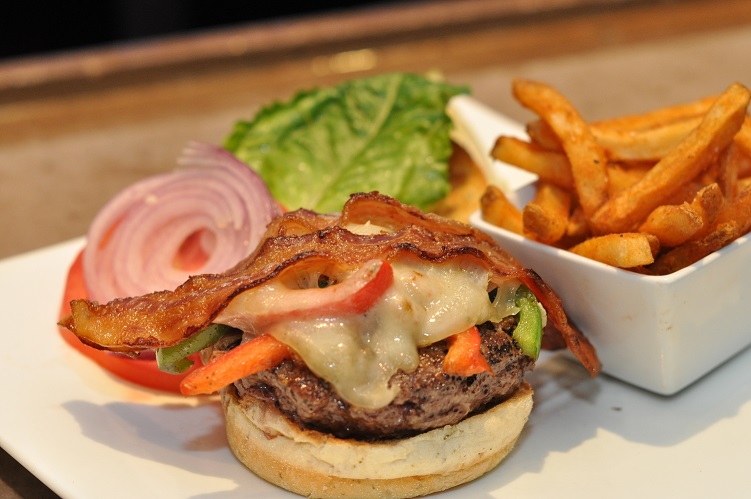 One of seven burgers on the menu at The Wave Kitchen & Bar, Costa d'Este Beach Resort