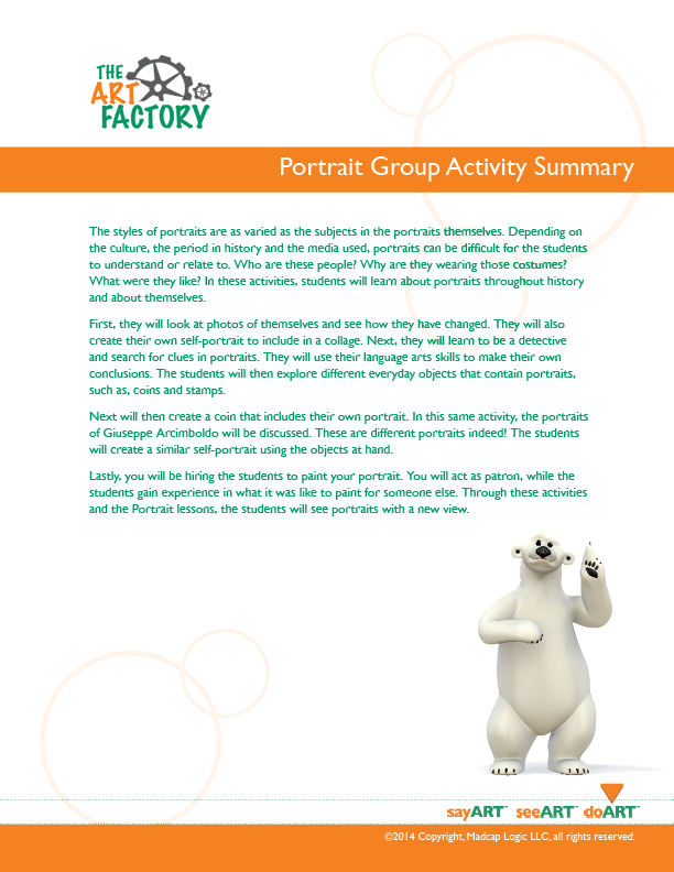 'The Art Factory 'Portrait Lesson Group Activity Summary
