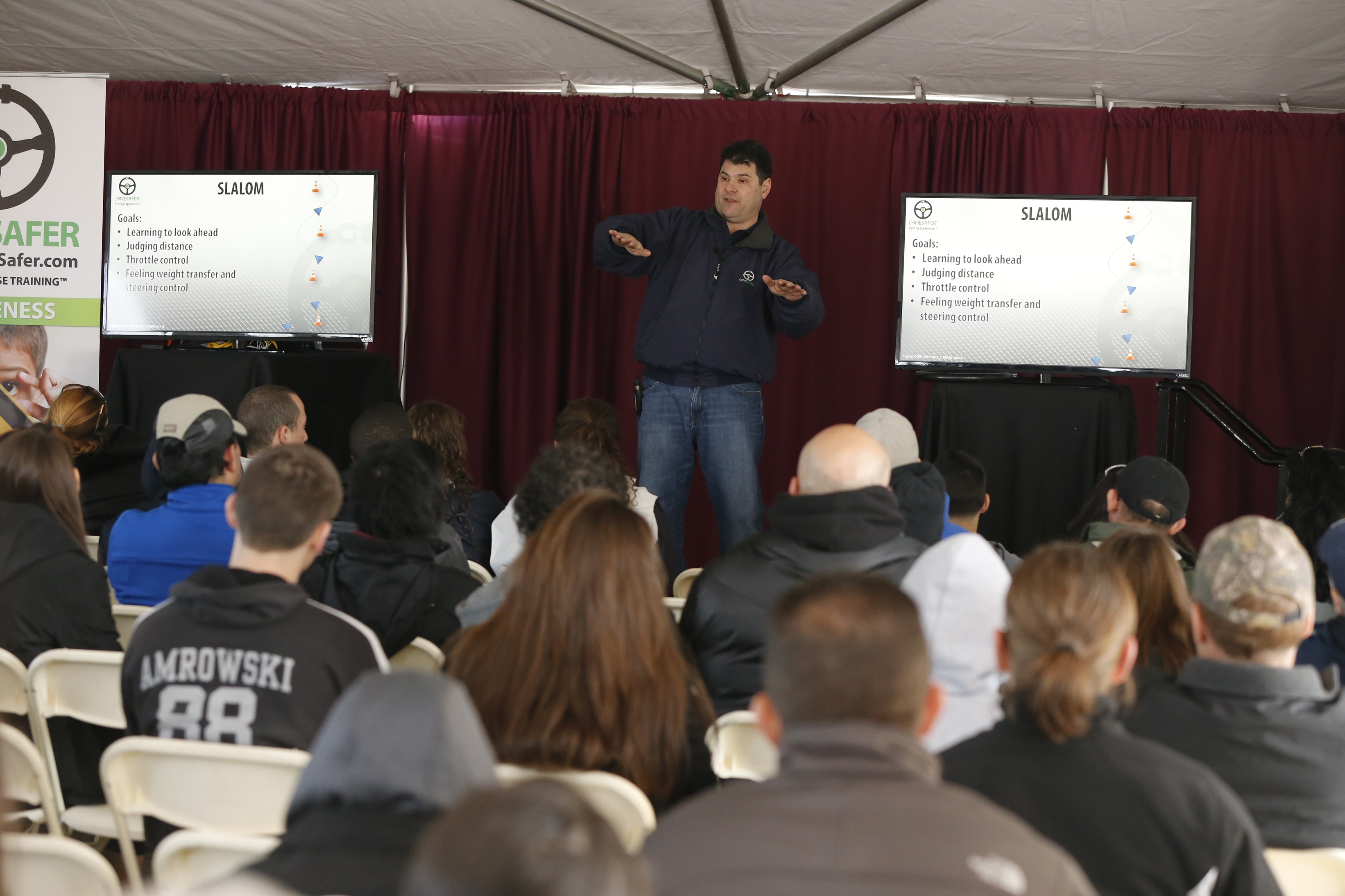 Jason Friedman, Drive Safer CEO and instructor, teaches a class of teens at a recent car control boot camp.