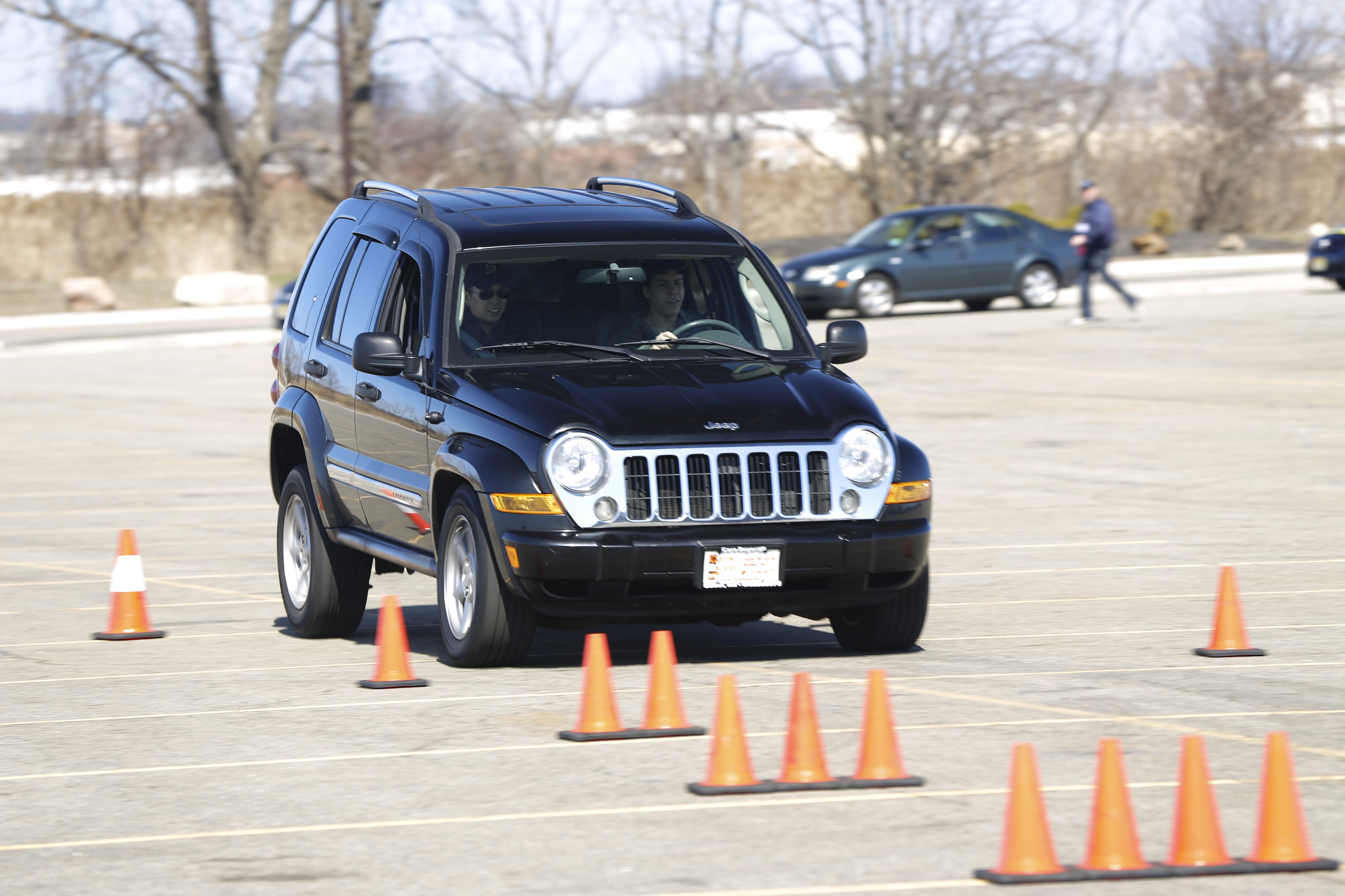 A student practices sudden stopping with a Drive Safer instructor