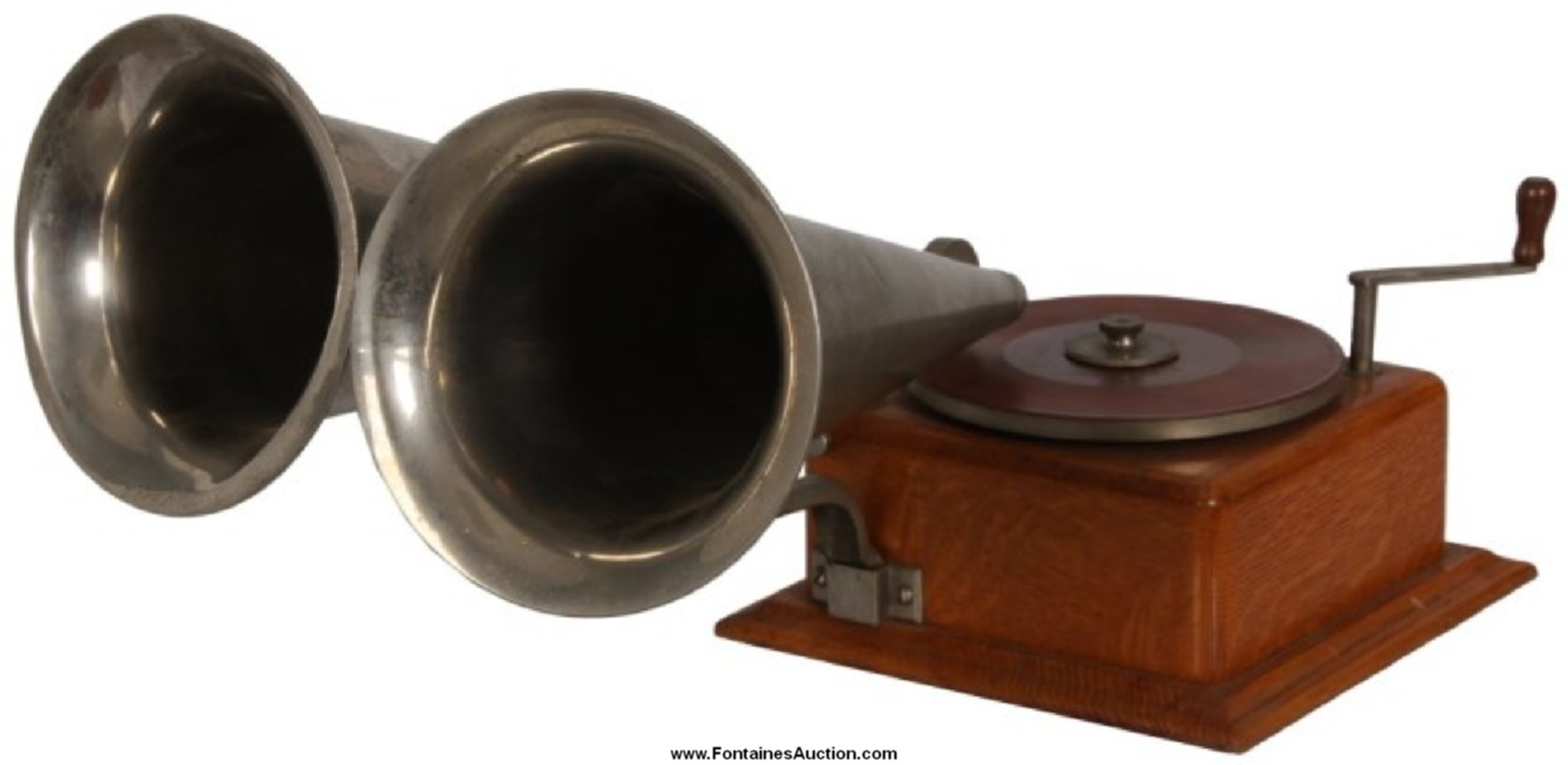 Wonder Talking Machine Company phonograph titled the “Double Bell Wonder” in oak case (est. $8,000-$12,000).