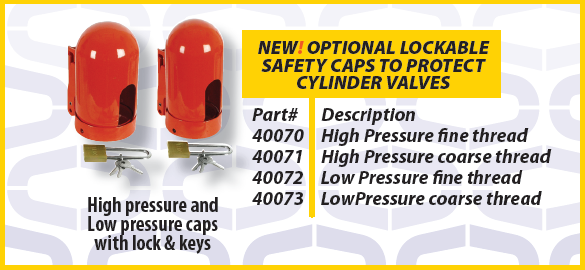 Optional Lockable Safety Caps to Protect Cylinder Valves