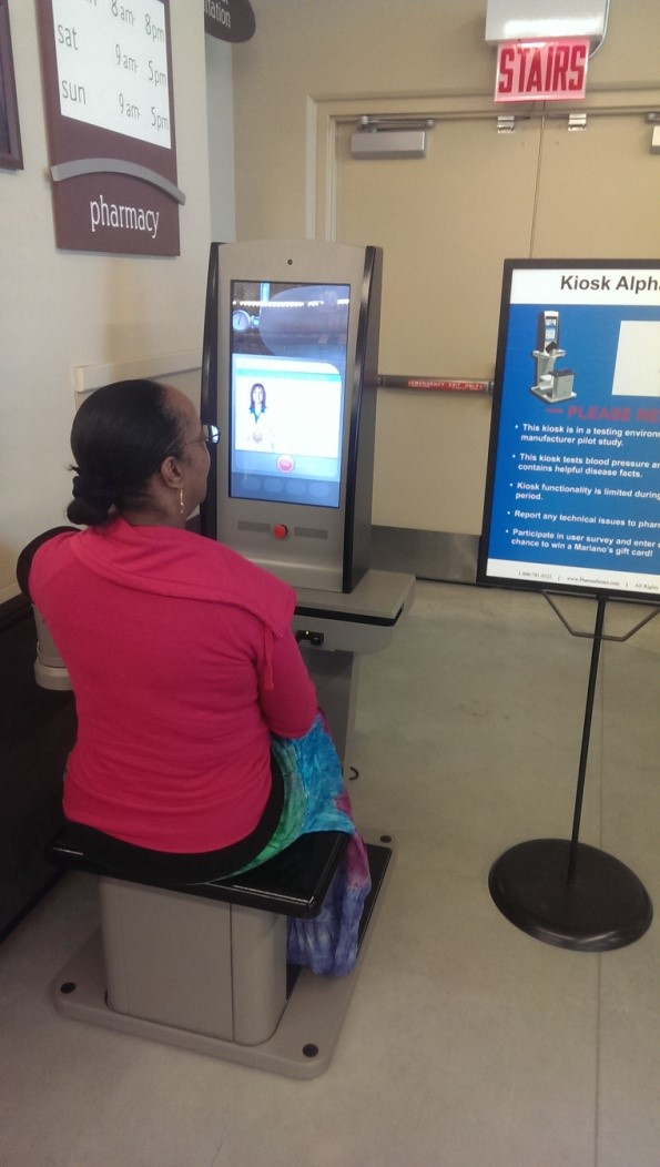 Patient using the PS2000D kiosk at Mariano's