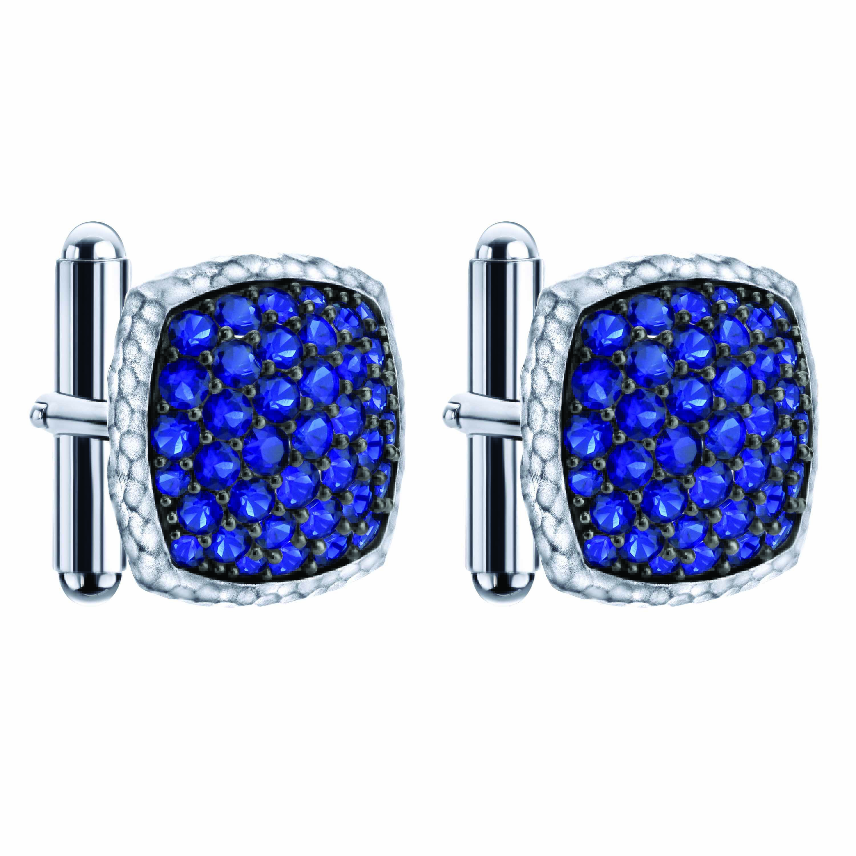 Sterling silver and blue sapphire encrusted cufflinks