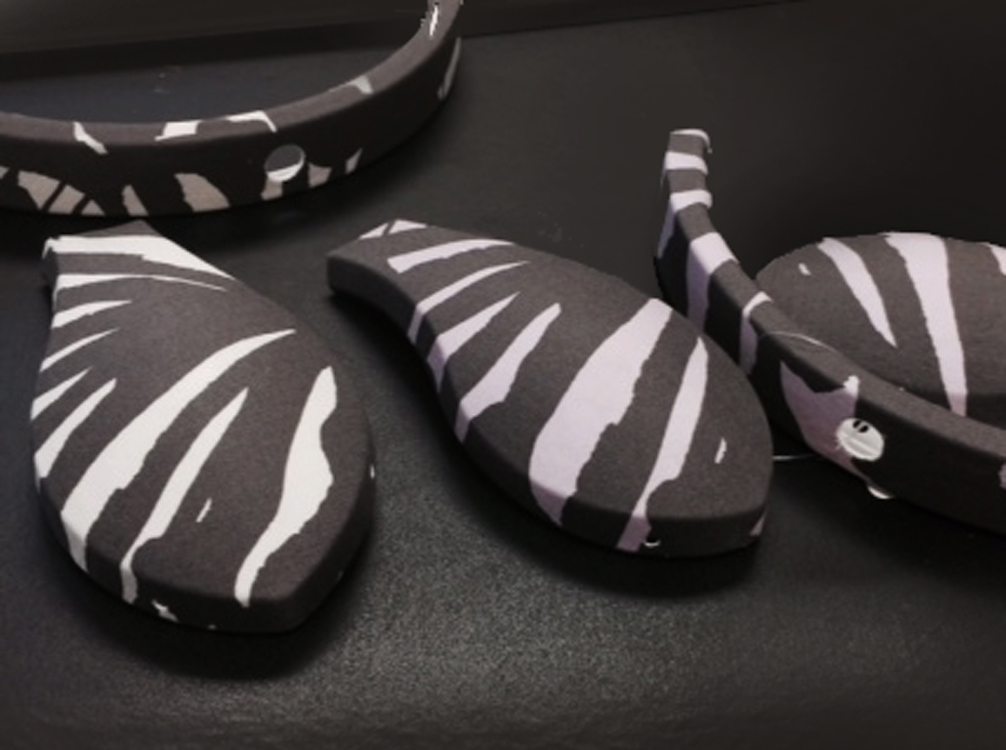 With sample Dom Streater-designed Velodyne headphone skins, personalization is a snap