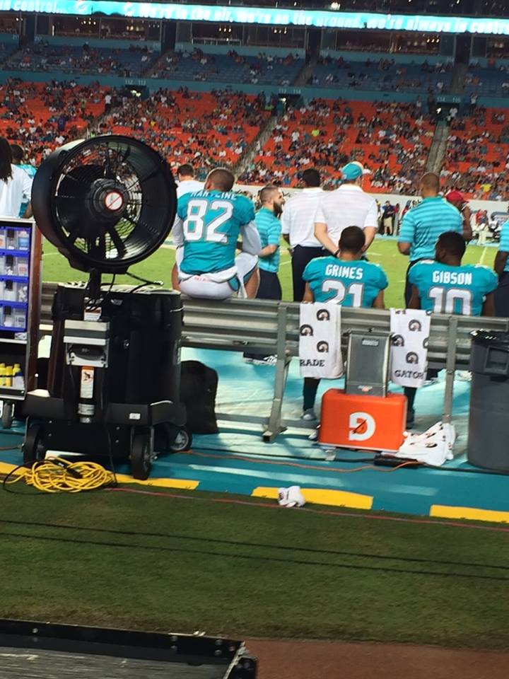 Power Breezer on the sidelines at the Miami Dolphins football game.