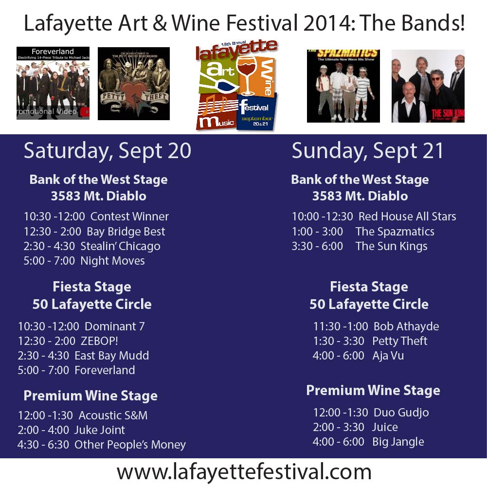 Lafayette Art & Wine Festival 2014 (Sept 20-21) Showcases 20 Cover Bands
