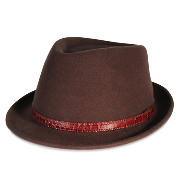City Hunter Pmw89 Pamoa Wool Fedora with Feather Trim Small Black 