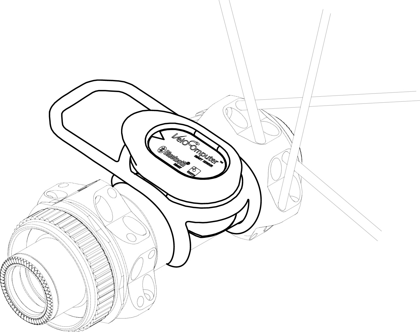 VeloComputer 9-axis Smart Sensor on a wheel hub