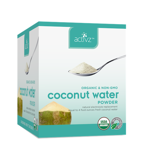 New Activz Organic Coconut Water Powder convenient stick packs available at www.activz.com
