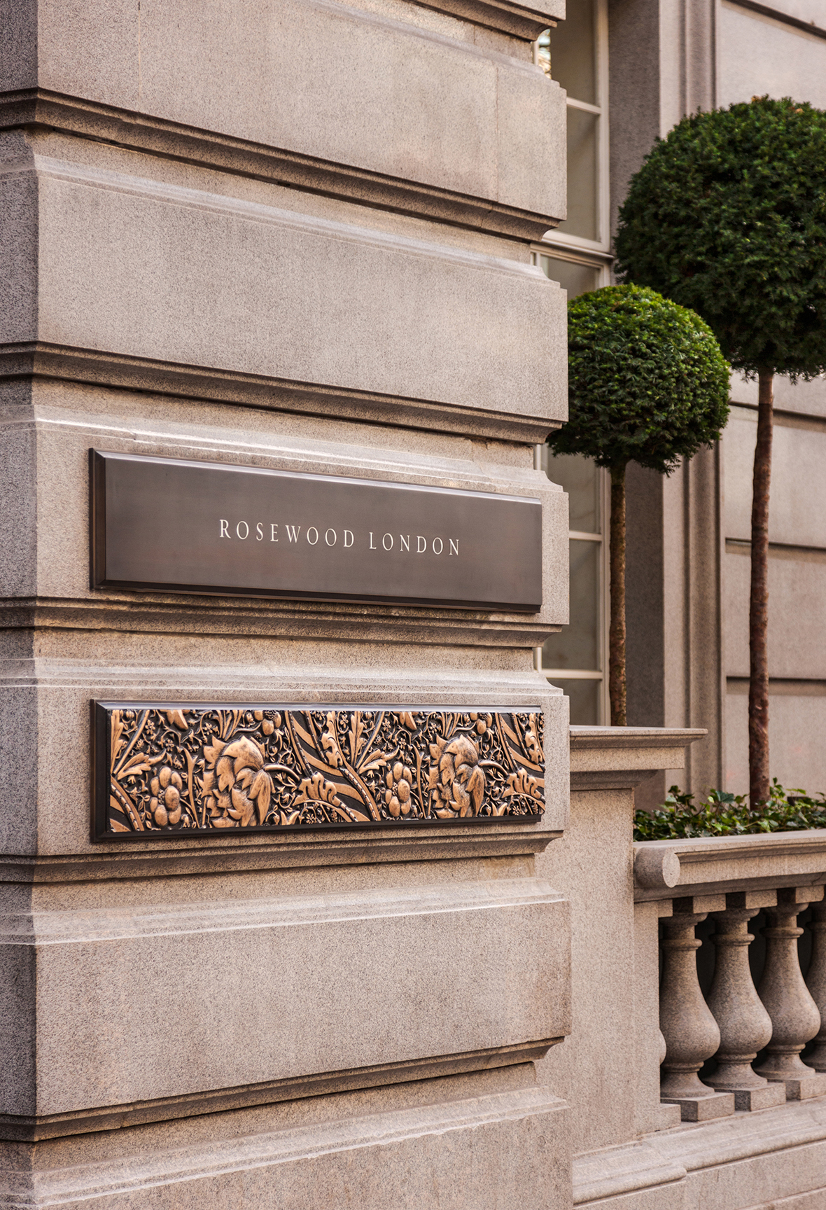 Sculpted Brass Entrance Signage Rosewood London