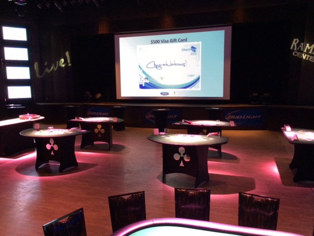 Gaming tables with pin spot lighting