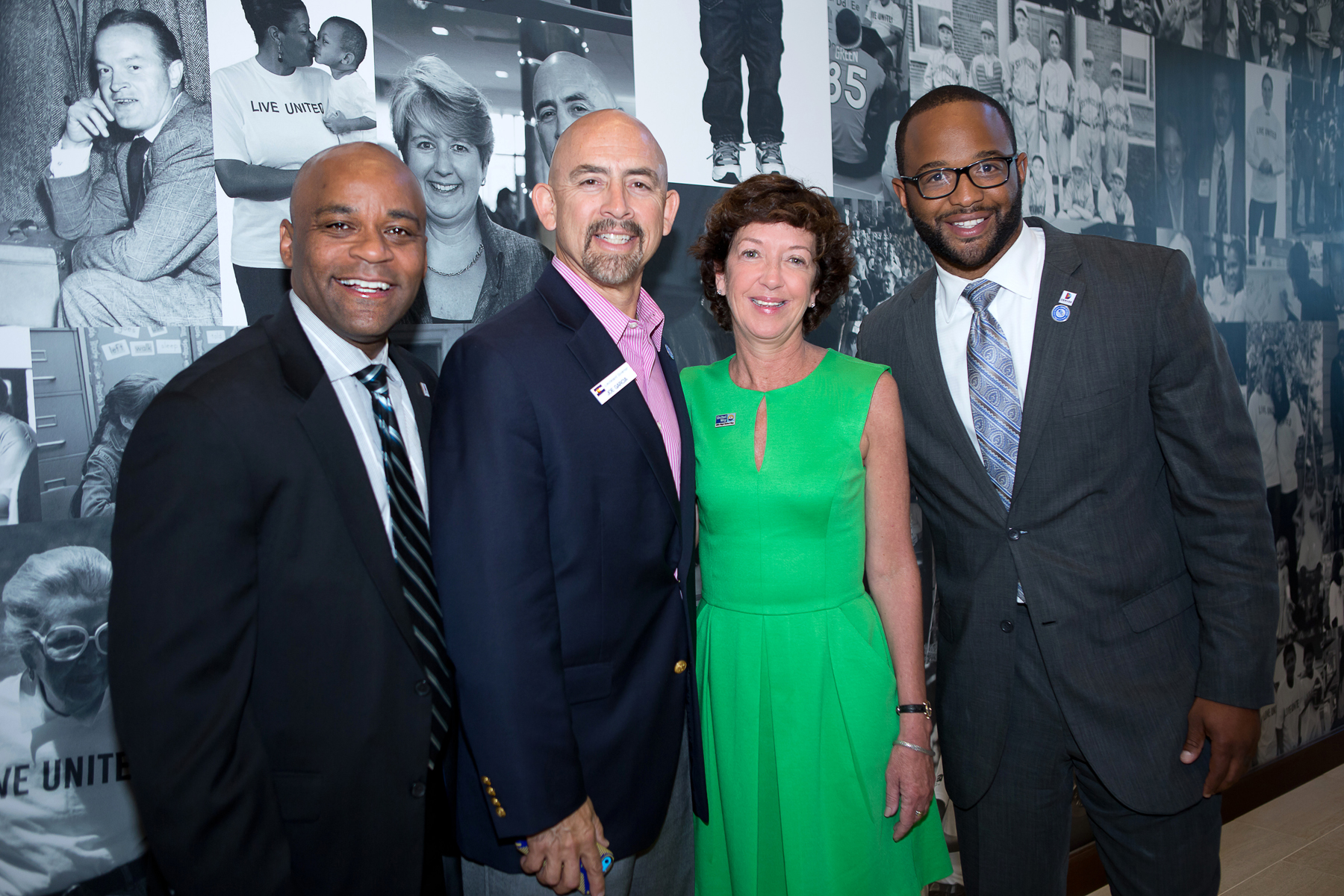 From left, Denver Mayor Michael B. Hancock, Colorado Lieutenant Governor Joseph Garcia, Mile High United Way president and CEO Christine Benero, and Denver City Councilman Albus Brooks.