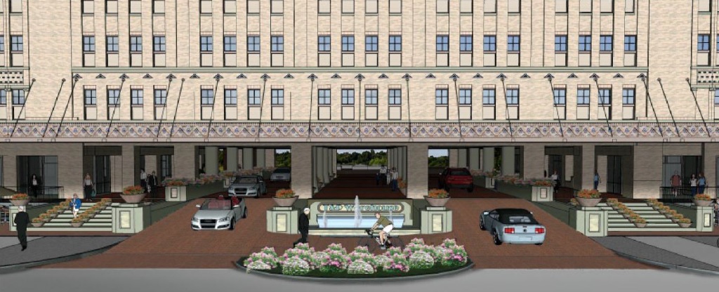 North Front Entry – Motor & Pedestrian Plaza as designed and approved