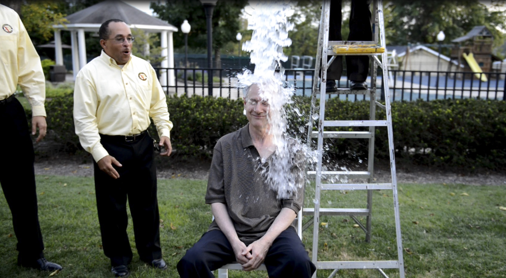 Marc Kiner accepted an  ice bucket challenge to raise funds for Crayons to Computers. (Cappa Brown Photography)