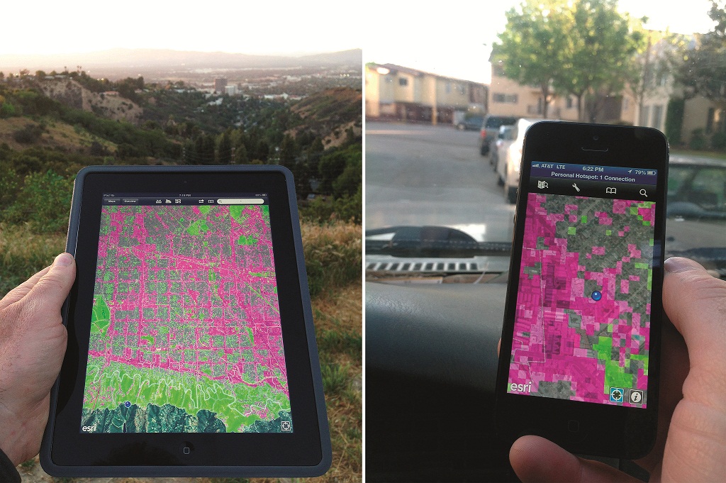 Divining LA tool prototype: mobile app demonstration, high-resolution stormwater runoff assessment.