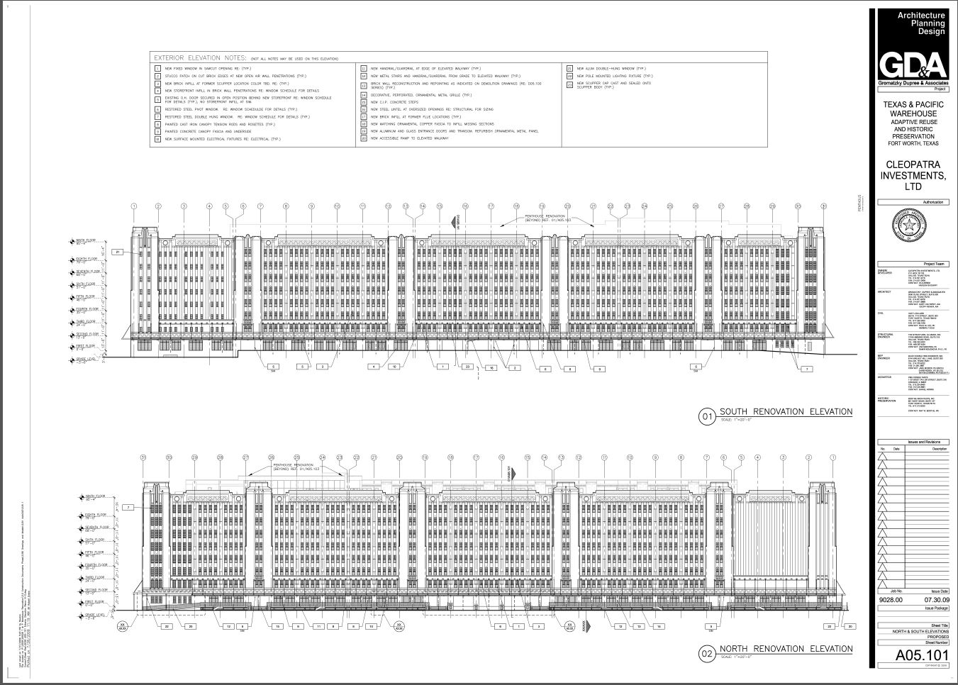 Approved Plans for New Construction with Enlarged Windows - North & South Elevations