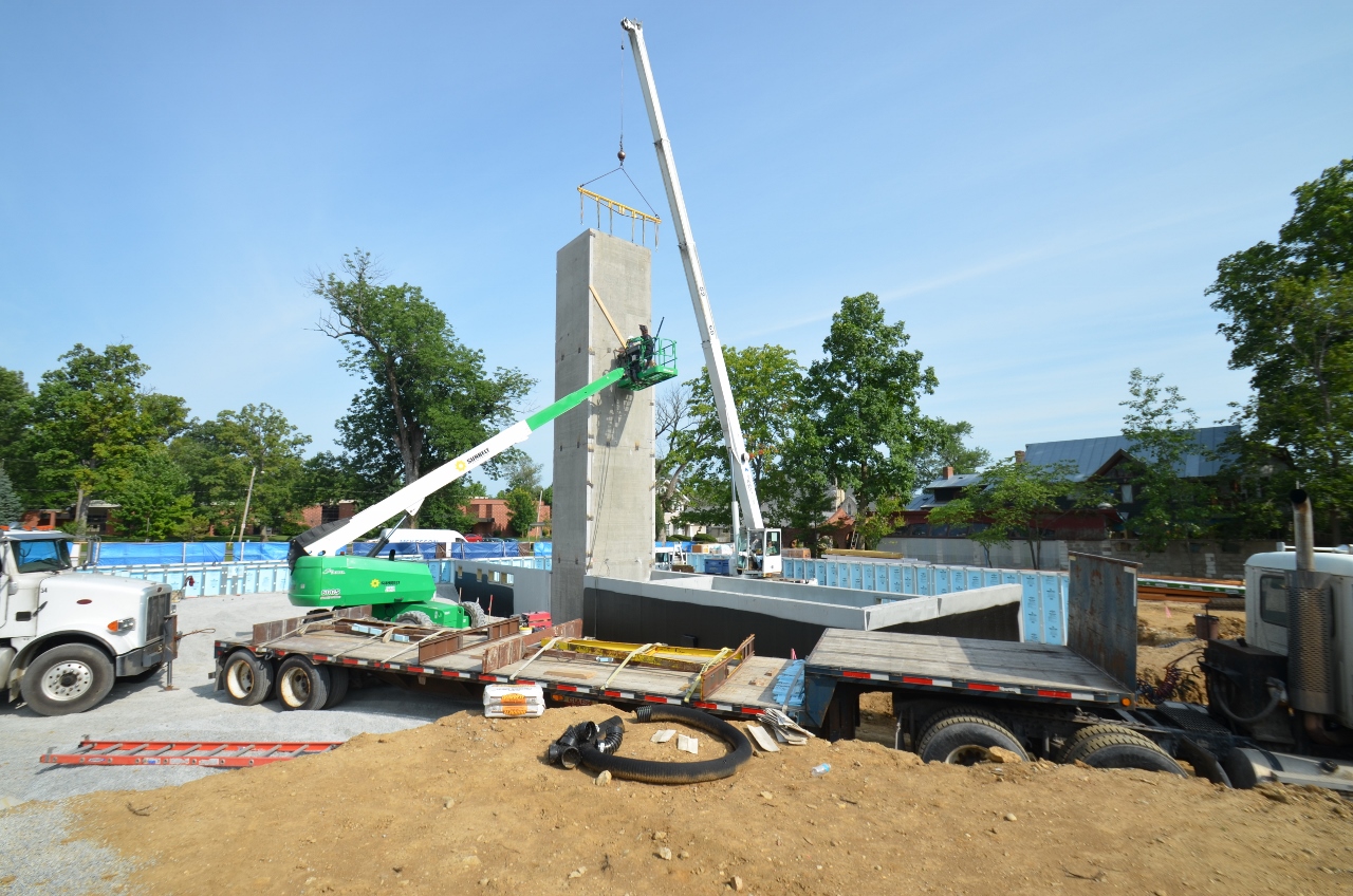 Hotel construction site using Superior Walls Xi Panels for foundation.