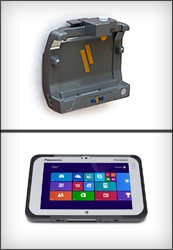 The Havis Docking Solution for the Panasonic Toughpad FZ-M1 offers both advanced and basic port replication for the 7” Windows-based tablet
