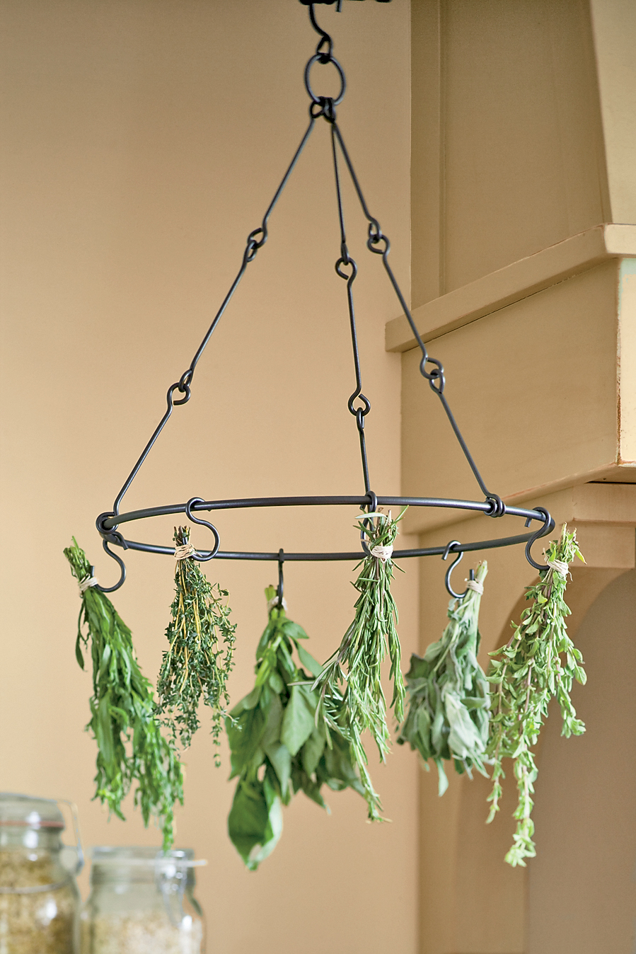 Herbs can easily be hung and dried on drying racks.