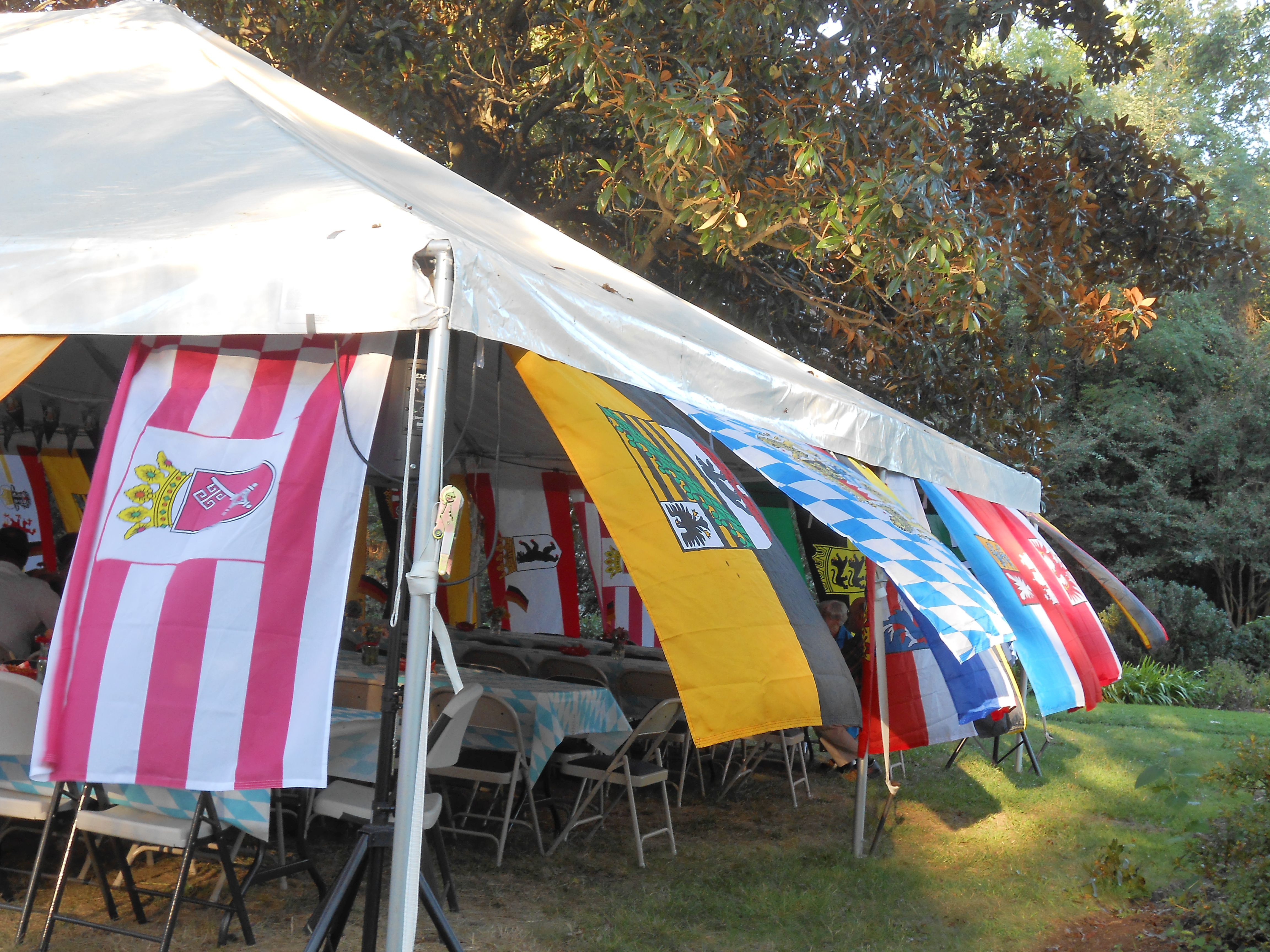 German flags adorned the tent.