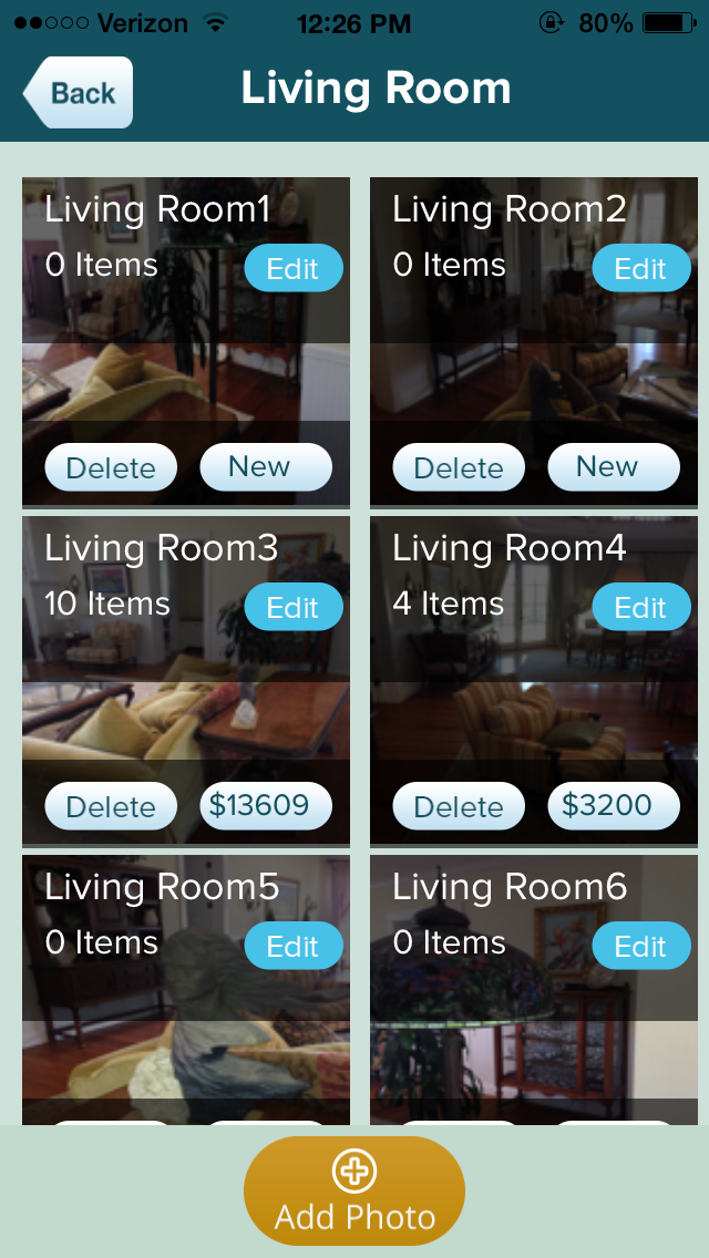 Room photos in ListStuffFast iOS app