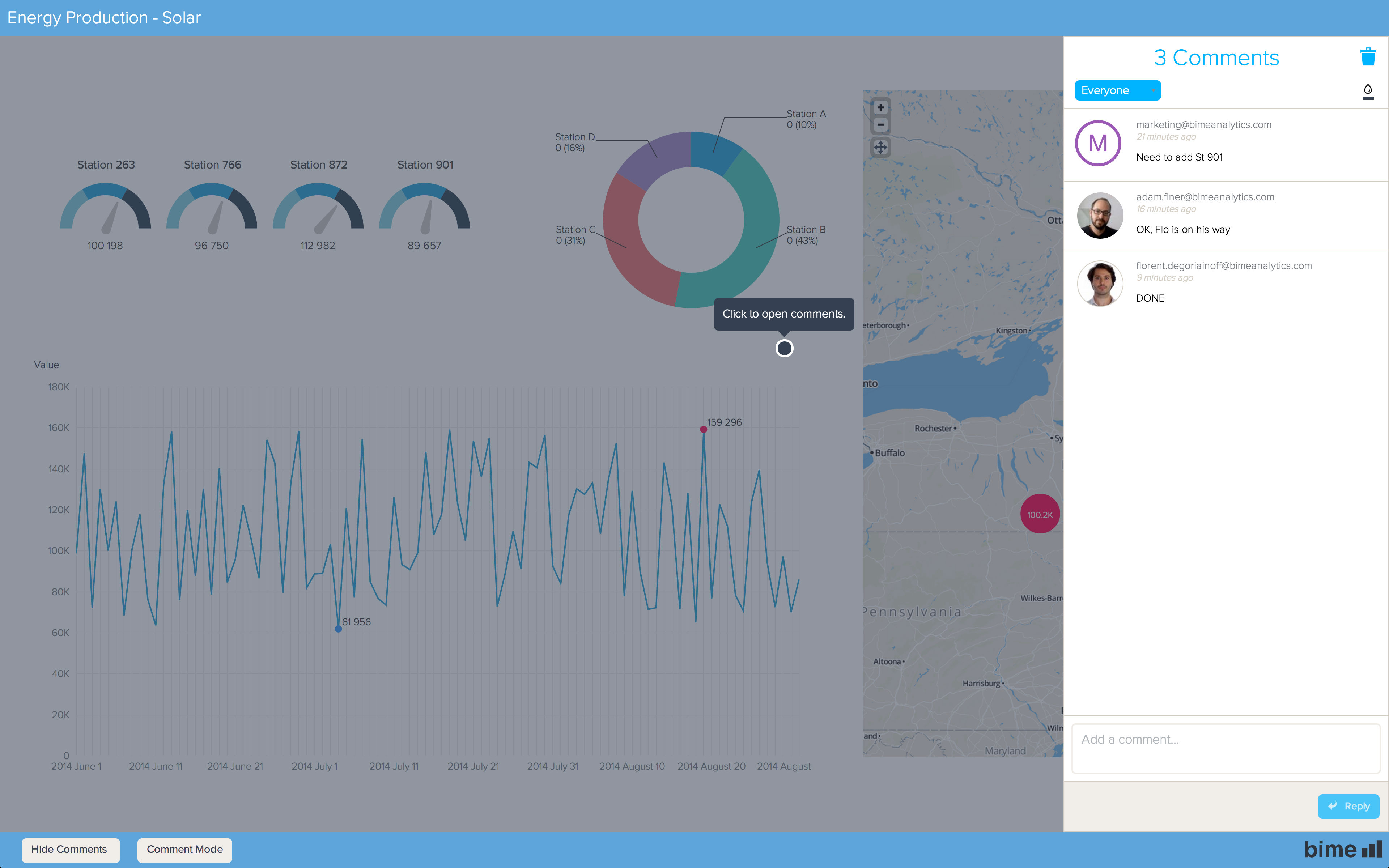 BIME V6 Comments In Dashboard