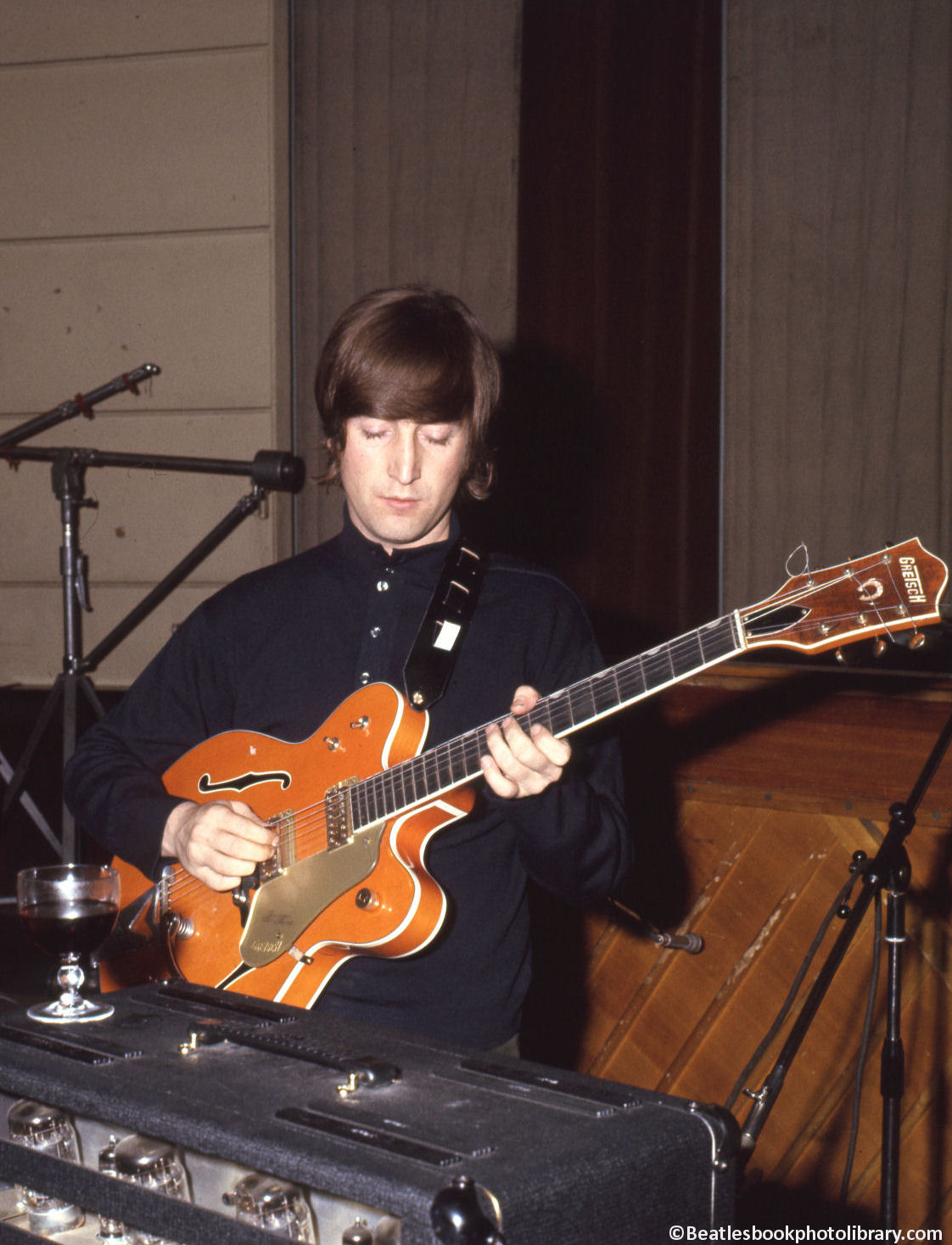 John Lennon With The Gretsch 6120. EMI Studio 3, 14th April 1966. Paperback Writer Session