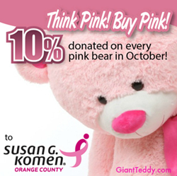 Giant Pink Teddy Bear Lulu Shags Supports Susan G. Komen Orange County Breast Cancer Awareness