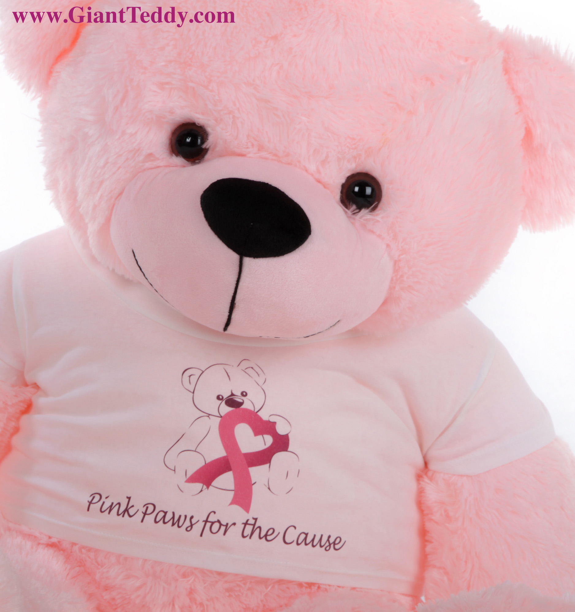 Giant Teddy Bear Lady Cuddles Pink Paws for the Cause Breast Cancer shirt