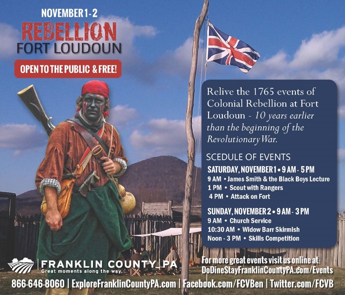 November 1-2 events commemorate 249 years since James Smith & the Black Boys attacked Fort Loudoun.