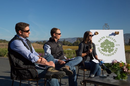 Napa Valley Grapegrowers' Allison Cellini,Paul Goldberger and Garrett Buckland discuss 2014's high quality wine grapes at NVG's annual harvest press conference.