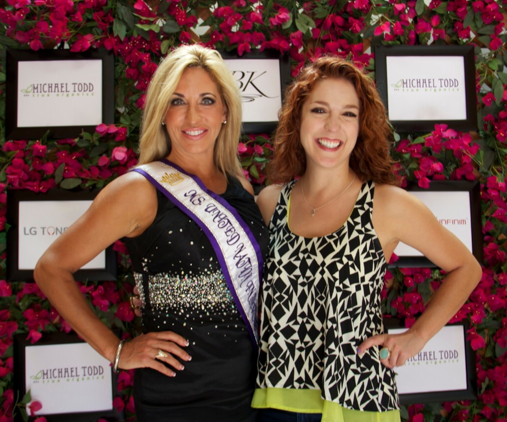 Carla Gonzalez, Ms. United Nation International 2013-2014 and Actress Megan Hayes-The Hunger Games at GBK Pre-Emmy Gifting Suite