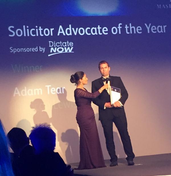Adam Tear Law Society Solicitor Advocate of the Year 2014