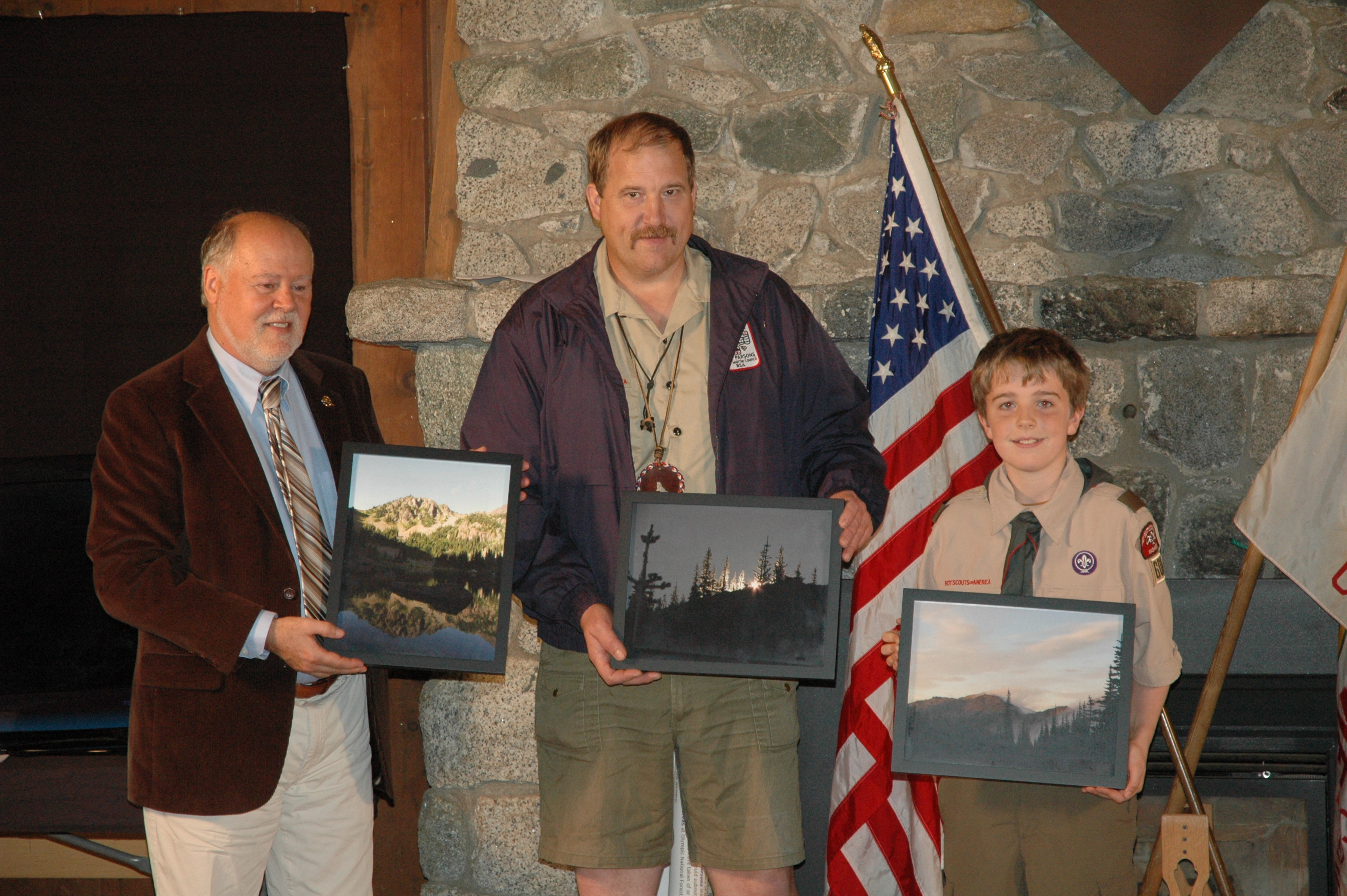 Runner up Winner 11 year old Tenderfoot Scout Kaeden Brinkman from from Troop 600 in Bellevue, WA with ihis 3 winning photographs of Silver Lake.