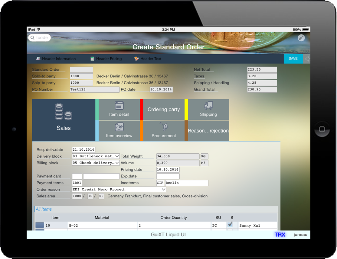 SAP Sales and Distribution on iPad