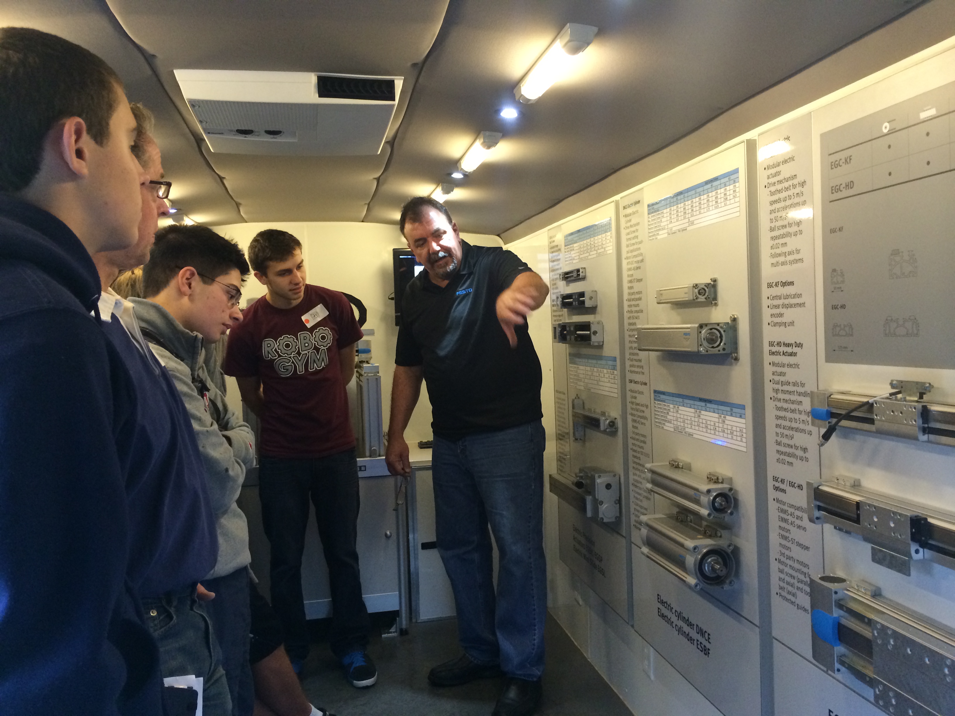 FIRST Robotics teams learning about Festo’s eDrive Van.