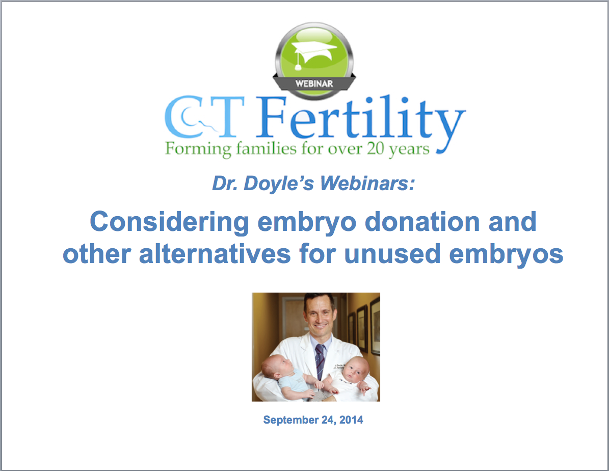 The tutorial is based on an interactive webinar the clinic offered in September on the topic of “Considering Embryo Donation and Other Alternatives for Unused Embryos.”