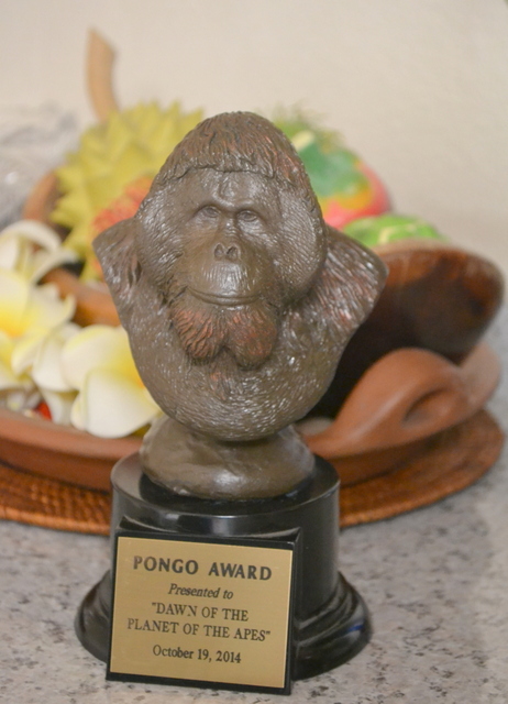 Pongo Award statuette shows adult male orangutan as symbol of environmental achievement