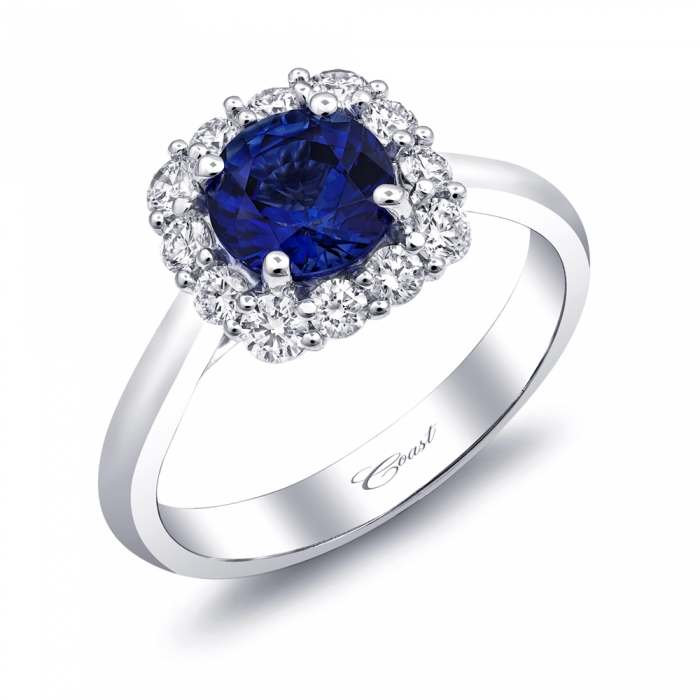 Coast Diamond Sapphire Halo Engagement Ring
