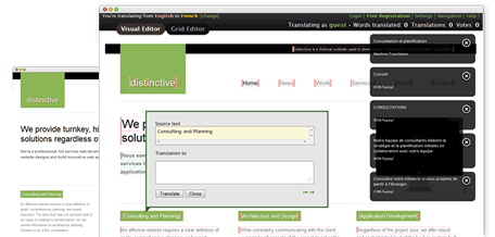 Capture d'écran d'outil de traduction web de Lingumania