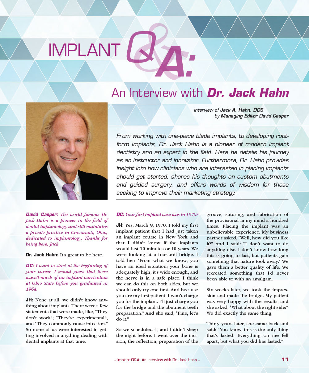 Inplant Q&A: An Interview with Dr. Jack Hahn