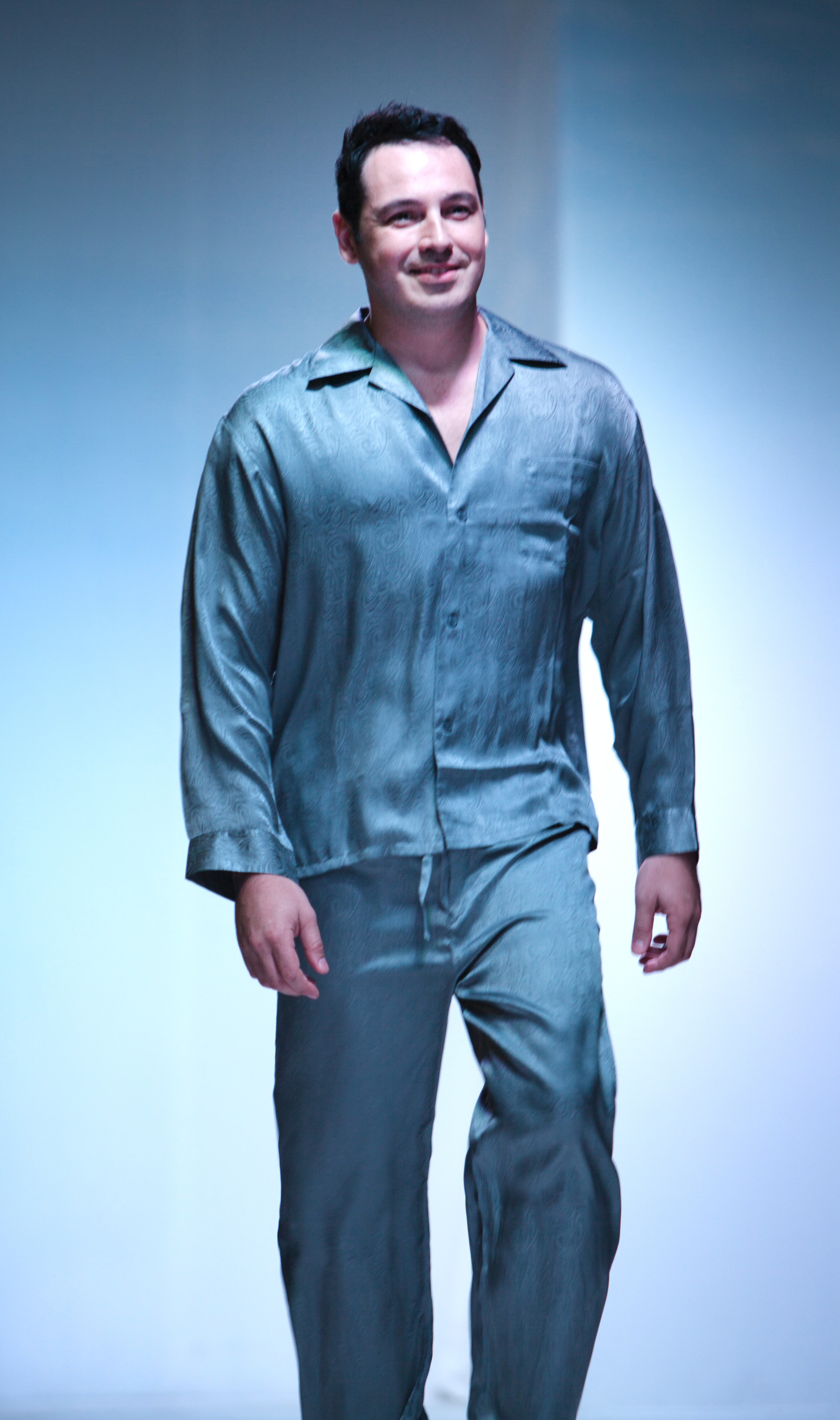 America’s Next Top Model, Raphael Dorval on the “Getting to Zero” fashion show runway wearing loungewear from UnderCover MensWear.com