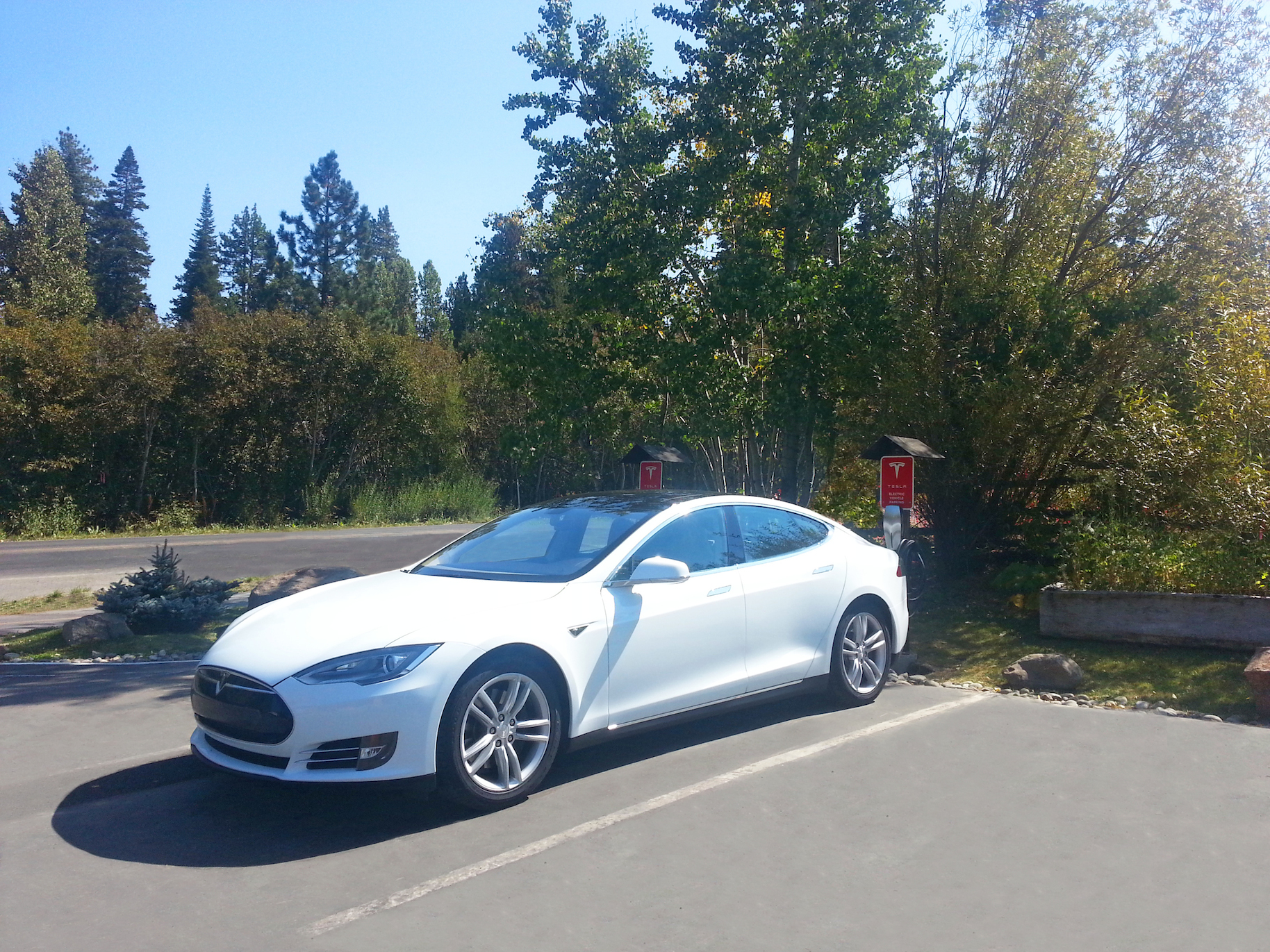 First Model S to charge up in Tahoe City at Tesla charging station at 319 West Lake Boulevard.