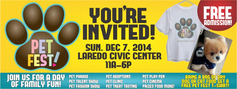Pet Fest coming to Laredo TX Sunday Dec. 7, 2014 Laredo Civic Center
